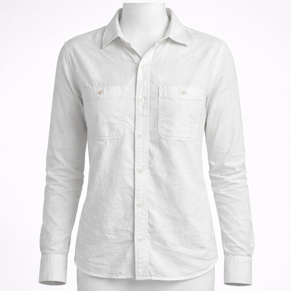 Faherty Brand Slub Cotton Button Down Mens XS White Excellent Coastal Casual